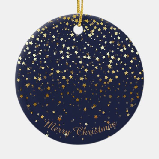 プチゴールデンスターズクリスマスオーナメント – ミッドナイト セラミックオーナメント (正面)