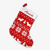 プチバセットグリフォンヴェンデーンシルエットPBGVかわいい スモールクリスマスストッキング (正面 (吊り時))