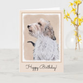 プチバセットグリフォン絵画ヴァンデンズドッグアート カード (黄色い花)