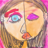 プチピカソ自己ポートレートスモールステッカー シール (正面)