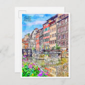 プチフランスヴィンテージ旅行水の色 ポストカード (正面/裏面)