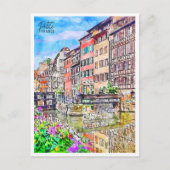 プチフランスヴィンテージ旅行水の色 ポストカード (正面)