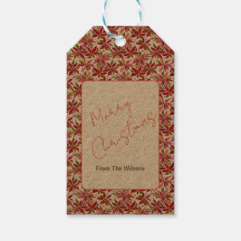 プチポインセテパーソナライズされたチホリデーギフトラベル ギフトタグ