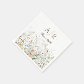 プチワイルドフラワーモノグラム結婚ズ スタンダードカクテルナプキン (角)