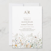 プチワイルドフラワーモノグラム結婚式招待状 招待状 (正面)