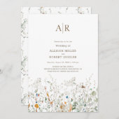 プチワイルドフラワーモノグラム結婚式招待状 招待状 (正面/裏面)