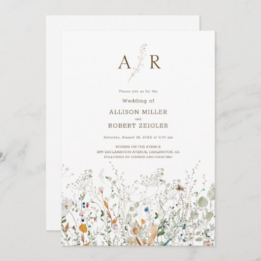 プチワイルドフラワー結婚式招待状 招待状 (正面/裏面)