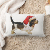プチ・バセット・グリフォン・ヴェンデンのサンタヘルパー ランバークッション (ブランケット)