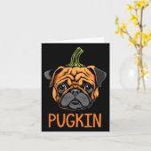 プッキンパグハロウィーンパンプキンサンクスギビング カード (黄色い花)