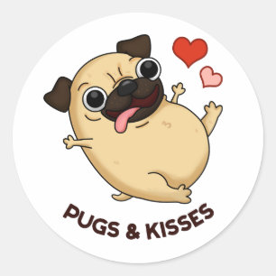 プッグアンドキスおもしろい犬プン ラウンドシール