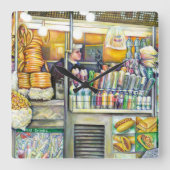 プッシュカートパラダイス スクエア壁時計 (正面)