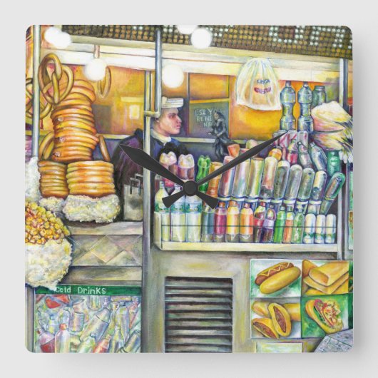 プッシュカートパラダイス スクエア壁時計 (正面)