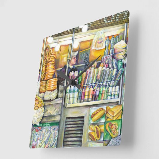 プッシュカートパラダイス スクエア壁時計 (傾斜)