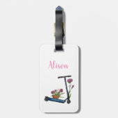 プッシュスクーター&フラワーウォーターカラーアートラゲージタグ ラゲッジタグ (裏面縦)