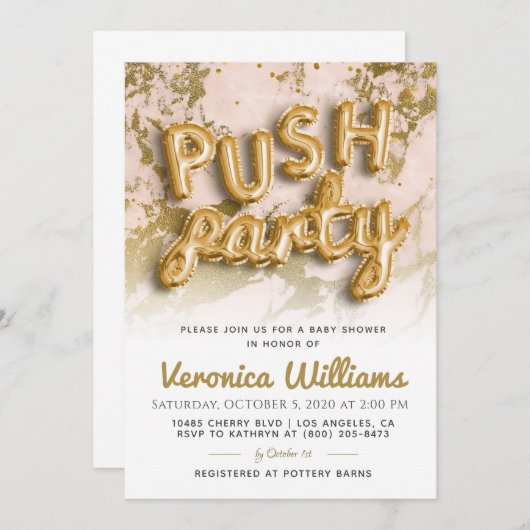 プッシュパーティートレンディーベビモダンーシャワー招待状 招待状 (正面/裏面)