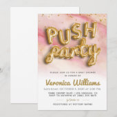 プッシュパーティートレンディーベビモダンーシャワー招待状 招待状 (正面/裏面)