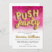 プッシュパーティートレンディーベビモダンーシャワー招待状 招待状 (正面/裏面)