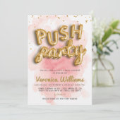 プッシュパーティーモダントレンディーベビーシャワー招待状 招待状 (スタンド正面)