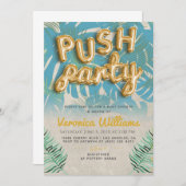プッシュパーティーモダントレンディーベビーシャワー招待状 招待状 (正面/裏面)
