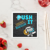 プッシュ90のレトロネオンブルーヒップホップベビーシャワー スタンダードカクテルナプキン (インサイチュ)