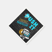 プッシュ90のレトロネオンブルーヒップホップベビーシャワー スタンダードカクテルナプキン (角)