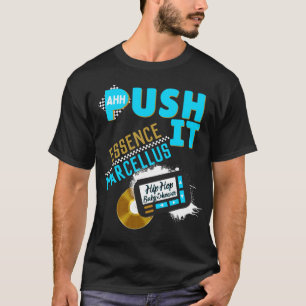 プッシュ90のレトロネオンブルーヒップホップベビーシャワー Tシャツ