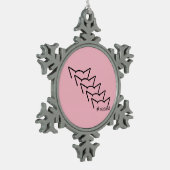 プッシーのパワー猫の耳ピンク抵抗女性グループ スノーフレークピューターオーナメント (左)