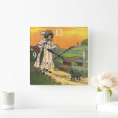 プッシー・キャットどこにいたの？マザーグースライム スクエア壁時計 (ホーム)