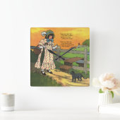 プッシー・キャットどこにいたの？マザーグースライム スクエア壁時計 (ホーム)