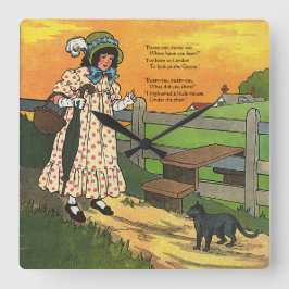 プッシー・キャットどこにいたの？マザーグースライム スクエア壁時計