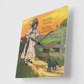 プッシー・キャットどこにいたの？マザーグースライム スクエア壁時計 (傾斜)