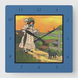 プッシー・キャットどこにいたの？マザーグースライム スクエア壁時計