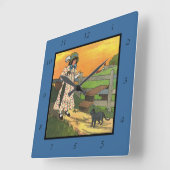 プッシー・キャットどこにいたの？マザーグースライム スクエア壁時計 (傾斜)