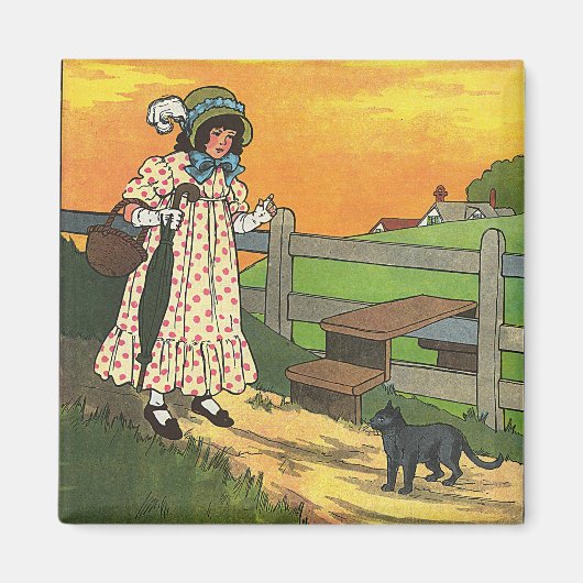 プッシー・キャットどこにいたの？マザーグースライム マグネット (正面)