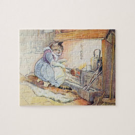 プッシー・キャットは火のそばに座る ジグソーパズル