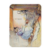 プッシー・キャットは火のそばに座る マグネット (縦)