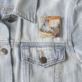 プッシー・キャットは火のそばに座る 缶バッジ (インサイチュ)