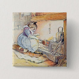 プッシー・キャットは火のそばに座る 缶バッジ