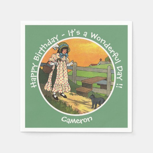 プッシー・キャット、どこにいたの？誕生日パーティー スタンダードカクテルナプキン (正面)