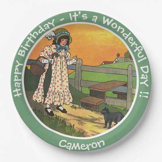 プッシー・キャット、どこにいたの？誕生日パーティー ペーパープレート (正面)