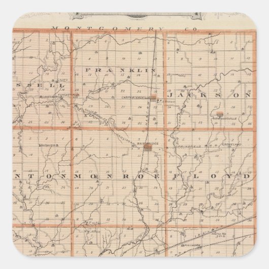 プットナム郡の地図 スクエアシール (正面)