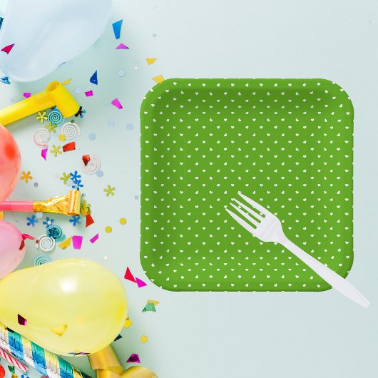 プティハートオンブライトグリーン ペーパープレート