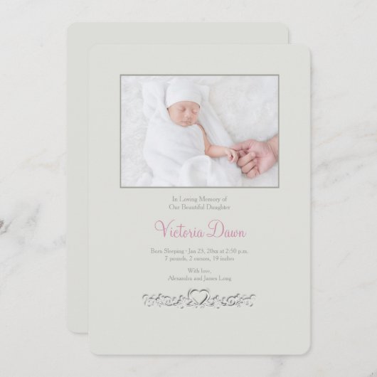 プティハートメモリアルフォトカード 案内状 (正面/裏面)