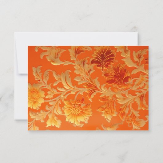 プテッドマンダリンオレンジフローラウェディングRSVP 出欠カード (裏面)