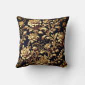 プテニッシュブラックと金ゴールドフローラバロック クッション (裏面)