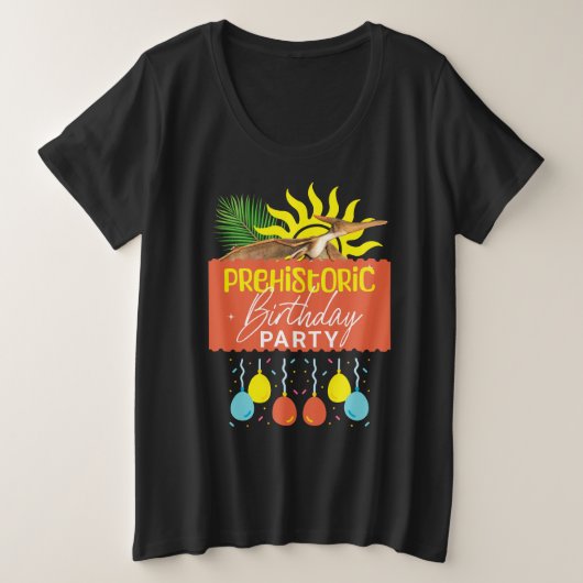 プテラノドン 古代 誕生日パーティー プラスサイズTシャツ (デザイン正面)
