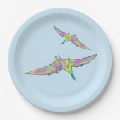 プテロカラフルダクトおもしろいルかわいい恐竜の芸術 ペーパープレート (正面)