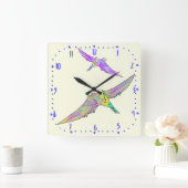 プテロダクカラフルチル先史時代の恐竜の子どもたち スクエア壁時計 (ホーム)