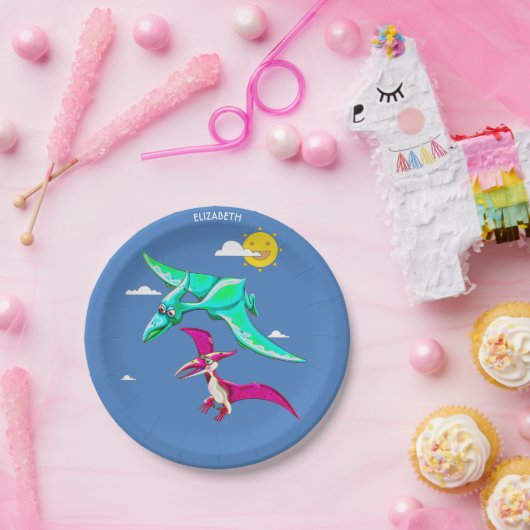 プテロダクチルとして知られる抽象芸術恐竜 ペーパープレート (パーティー)