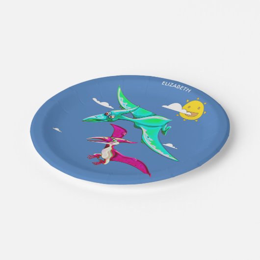 プテロダクチルとして知られる抽象芸術恐竜 ペーパープレート (アングル)